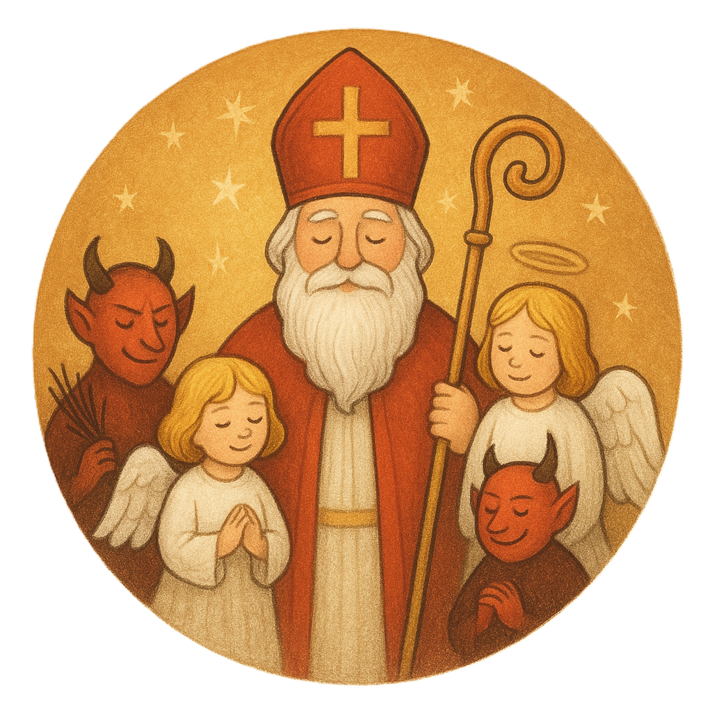 Obrázek MIuláše s čerty a anděly